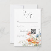 Pastel losse wilde bloemen moderne QR-code RSVP Kaartje (Voorkant)