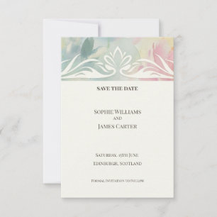 Pastel Lotus Art Nouveau Save The Date Kaart