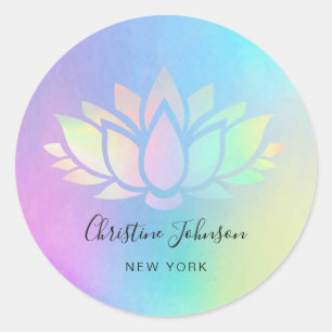 Pastel Lotus logo op paarse helling Ronde Sticker