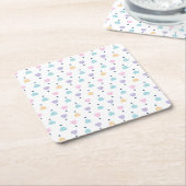 Pastel Love Heart Patroon Vierkante Kartonnen Onderzetter (Schuin)
