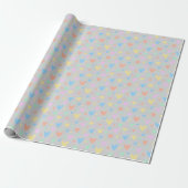 Pastel love Heart Pattern Gift Wrap Cadeaupapier (Uitgerold)