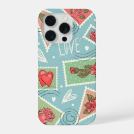 Pastel Love Hearts Floral Phone Case iPhone 15 Pro Hoesje