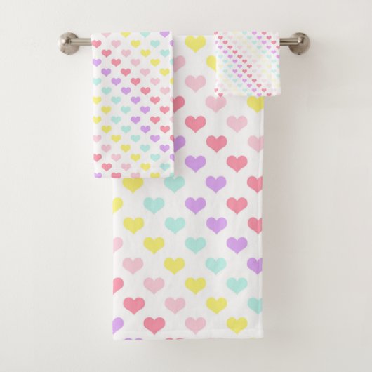 Pastel Love & Hearts SALLE DE BAINS TOWEL SET (En situation)