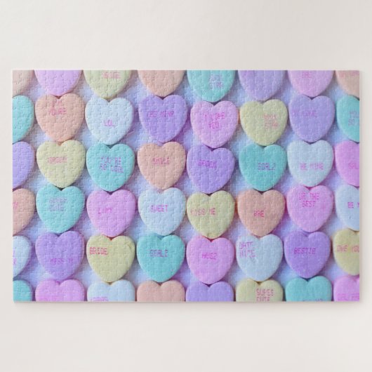 Pastel Love Hearts Snoep Words Legpuzzel (Horizontaal)