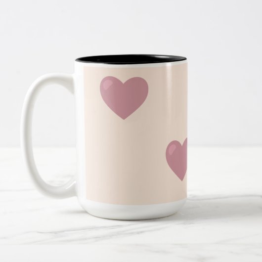 Pastel Love Hearts Tweekleurige Koffiemok (Links)