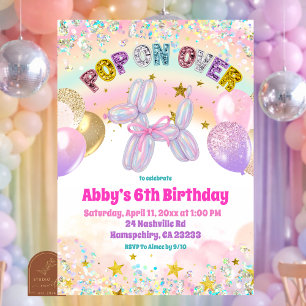 Pastel Lovertjes Pop Over Hond Ballon Uitnodiging
