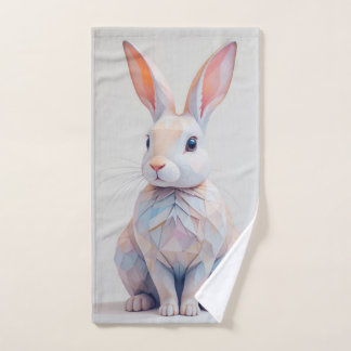 Pastel Low-Poly Bunny Handdoek