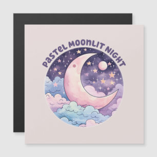 Pastel maanverlichte nacht - Dromerige halve maan