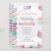 Pastel Macaron Anniversaire Invitation Pile de dou (Devant / Derrière)