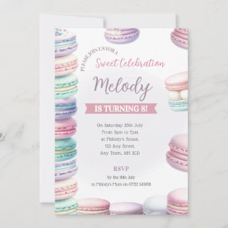 Pastel Macaron Anniversaire Invitation Pile de dou