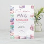 Pastel Macaron Verjaardagsuitnodiging Stapel Zoeth Kaart (Staand voorkant)