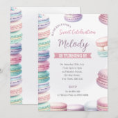 Pastel Macaron Verjaardagsuitnodiging Stapel Zoeth Kaart (Voorkant / Achterkant)