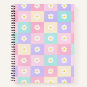 Pastel Madeliefjes Schachbrett Notitieboek