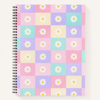 Pastel Madeliefjes Schachbrett Notitieboek