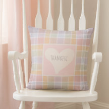 Pastel Madras Custom Throw Pillow for Nursery