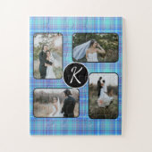 Pastel Madras Pset Spring Gingham Blue Blauwgroen Legpuzzel (Verticaal)