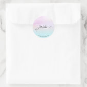 *~* Pastel Magenta Turquoise Zwart Glitter REIKI Ronde Sticker (Tas)