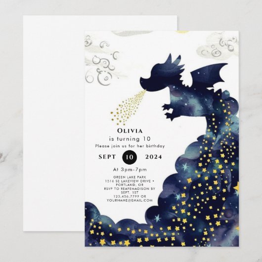 Pastel Magic Dragon Verjaardag Kaart (Voorkant / Achterkant)