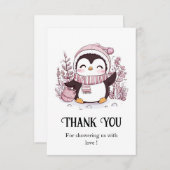 Pastel Magical Penguin Baby shower Bedankkaart (Voorkant / Achterkant)