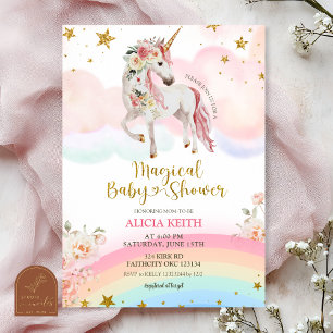 Pastel Magische Eenhoorn Baby Shower Kaart