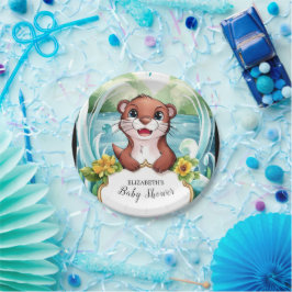 Pastel Magische Otter Baby shower Papieren Bordje