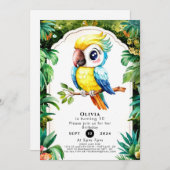 Pastel Magische Parrot Verjaardag Kaart (Voorkant / Achterkant)