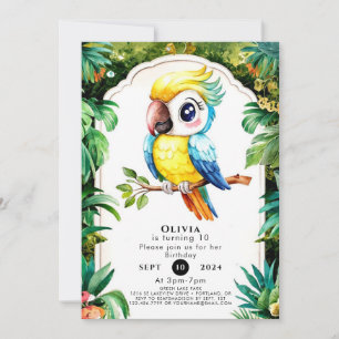 Pastel Magische Parrot Verjaardag Kaart
