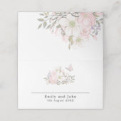 Pastel Magnolias Vlinder Namen Datum Bruiloft (Buitenkant ongevouwen)