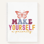 Pastel "Make Yourself a Priority" Self Care Notitieboek (Voorkant)