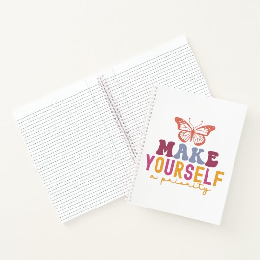 Pastel "Make Yourself a Priority" Self Care Notitieboek (Binnen)