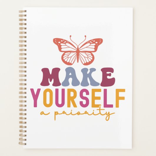 Pastel "Make Yourself a Priority" Self Care Planner (Voorkant)