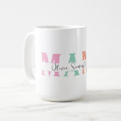 Pastel MAMA Mok met de naam van gepersonaliseerde (Voorkant links)