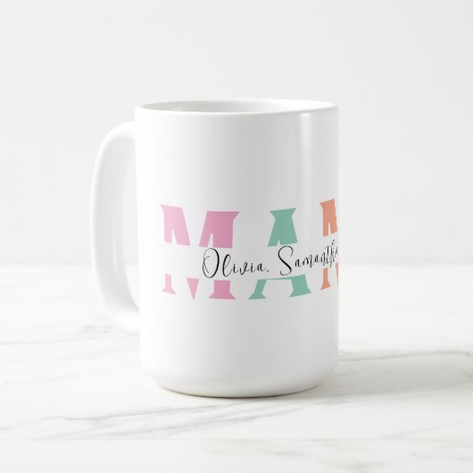 Pastel MAMA Mok met de naam van gepersonaliseerde (Voorkant links)