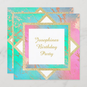 PASTEL MARBLE GOLD BIRTHDAY LAYERED CUSTOM KAART