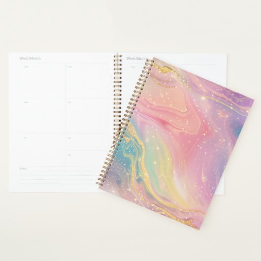 Pastel Marble Planner with Gold Sparkles (Devant avec enveloppe)