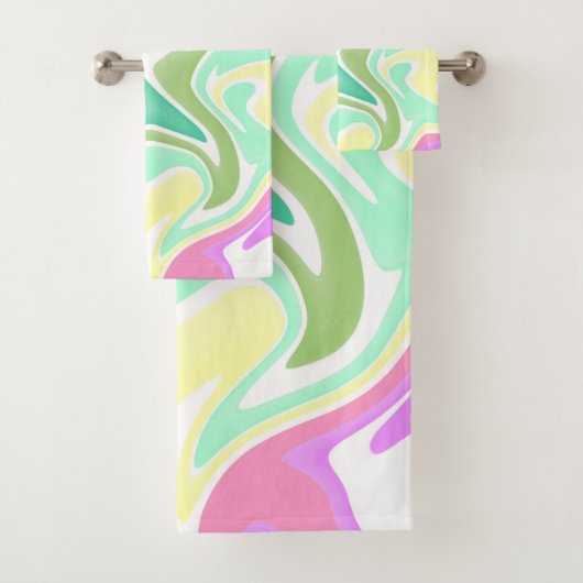Pastel Marble Swirl Bathroom Towel Set (En situation)