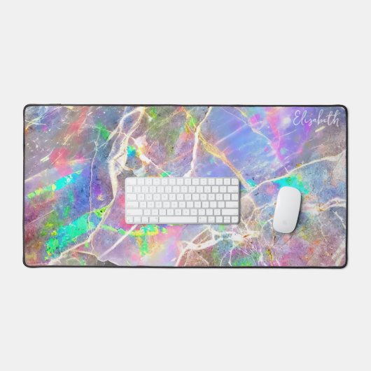 Pastel Marbre Violet Opal Monogramme Fille mignonn (Clavier et souris)