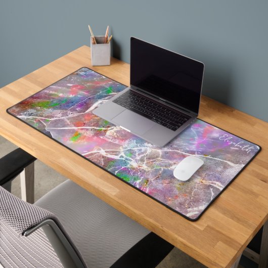 Pastel Marbre Violet Opal Monogramme Fille mignonn (Bureau 2)