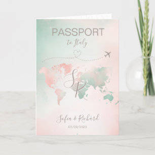 Pastel Mariage Destination Passport Carte du monde