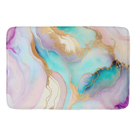 Pastel marmer abstracte glitterkunst badmat (Voorkant)