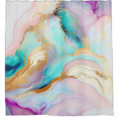 Pastel marmer abstracte glitterkunst douchegordijn (Voorkant)