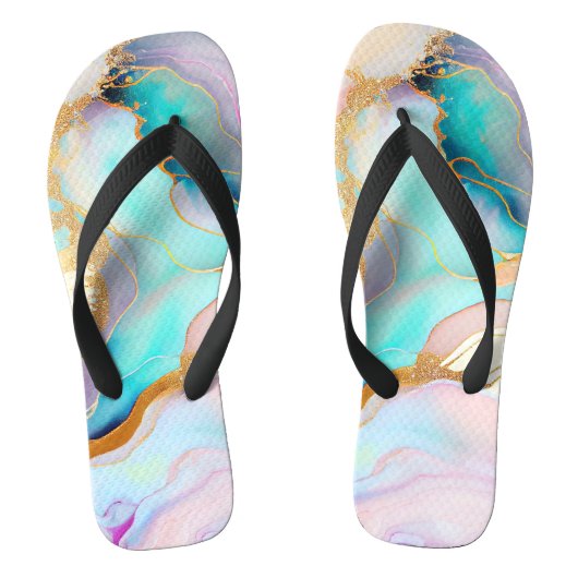 Pastel marmer abstracte glitterkunst teenslippers (Voetbed)