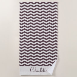 Pastel maroon naam zig zag streep geometrisch strandlaken