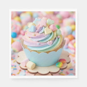 Pastel Marshmallow Regenboog Cupcake Verjaardag Servet