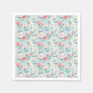 Pastel Mason Jar Bloemen Naadloze Gift Wrap Servet