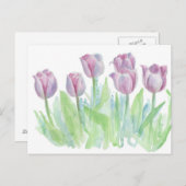 Pastel Mauve Lavendel Tulp Waterverf Flowers Briefkaart (Voorkant / Achterkant)