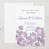 Pastel mauve paarse blush florale bruiloft kaart (Voorkant / Achterkant)