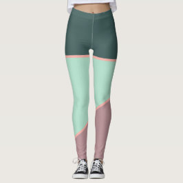 Pastel mauve roze groen blauwgroen  kleurenblok leggings