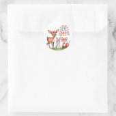 Pastel Meadow Companions Meisje Baby shower Ronde Sticker (Tas)