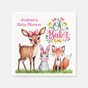 Pastel Meadow Companions: Oh Baby Girl Baby shower Servet
